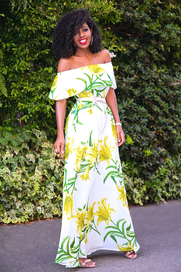 Style Pantry | Floral Bardot Maxi Dress