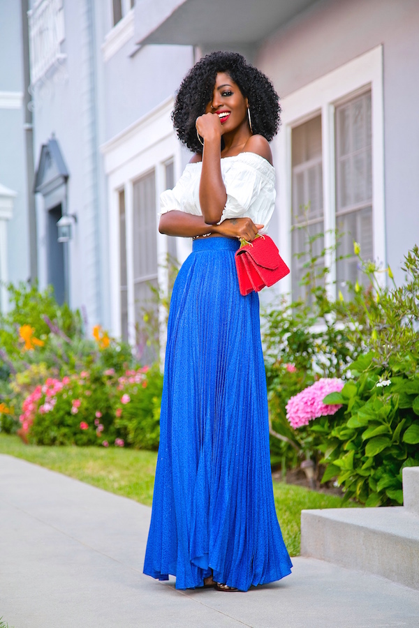 Off Shoulder Blouse + Pleated Maxi Skirt – StylePantry