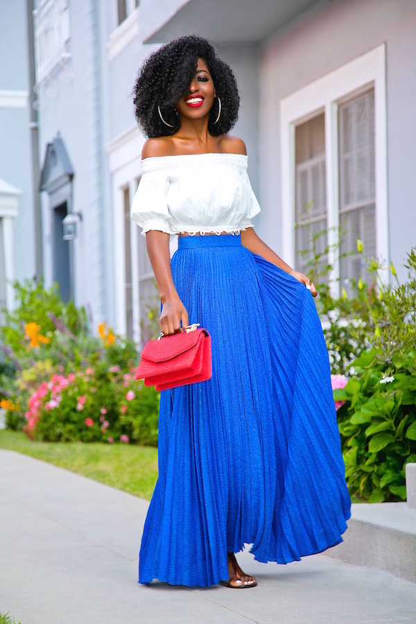 Off Shoulder Blouse + Pleated Maxi Skirt – StylePantry