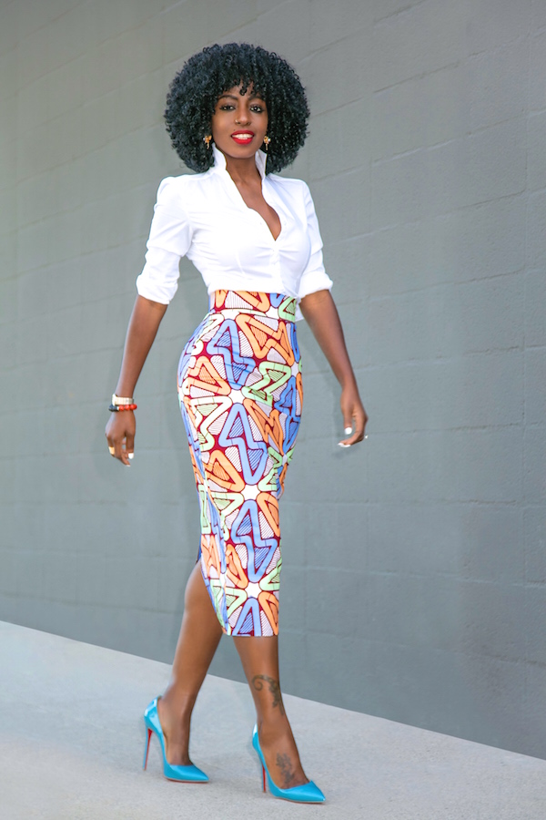 Fitted Button Down + Custom Print Pencil Skirt – StylePantry