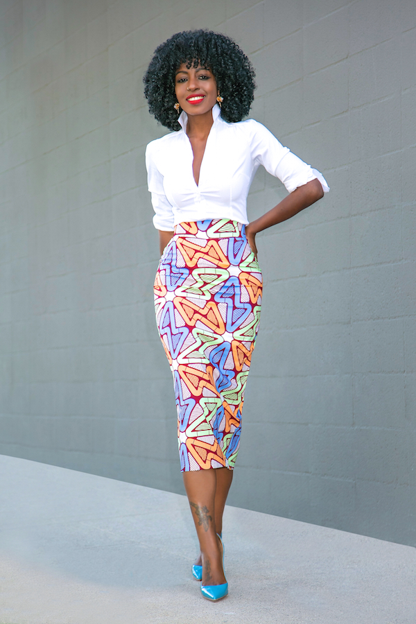 Fitted Button Down + Custom Print Pencil Skirt – StylePantry