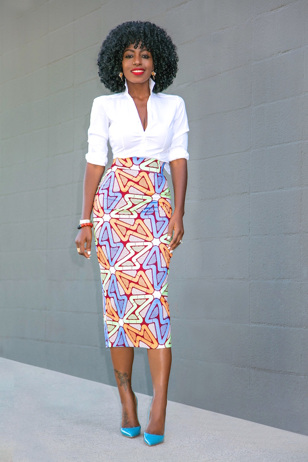 Fitted Button Down + Custom Print Pencil Skirt – StylePantry