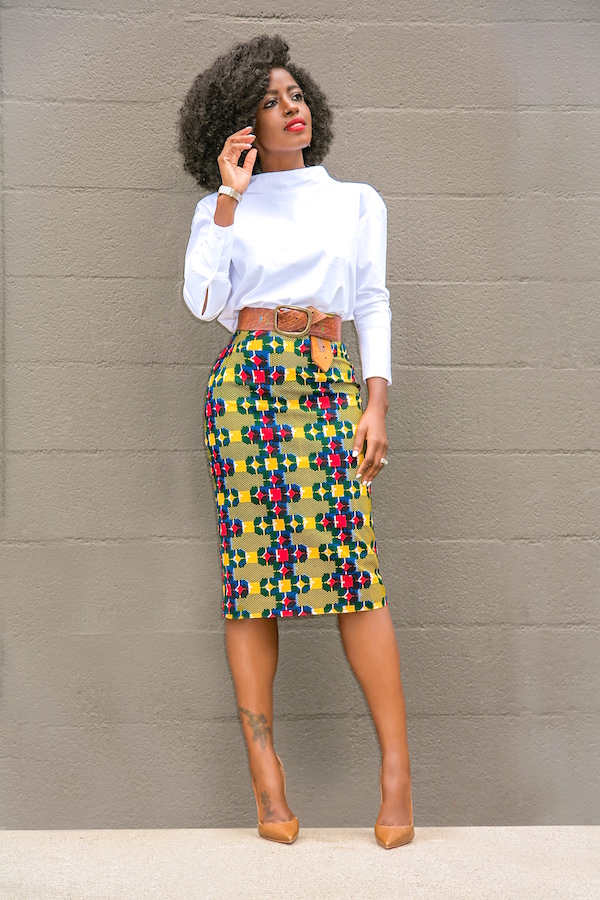 Roll Neck Blouse + Print Pencil Skirt – StylePantry