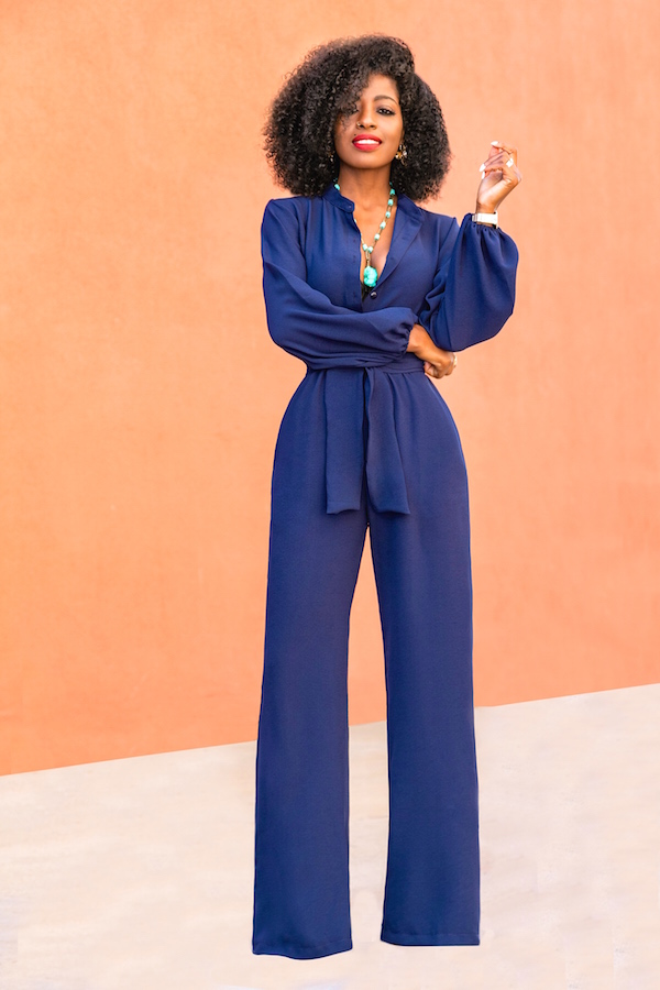 Navy Bell Sleeve Wide Leg Jumpsuit | Style Pantry | Bloglovin’