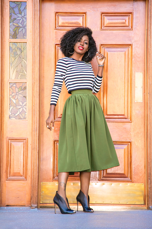 Style Pantry | Striped Crop Top + Gathered Midi Skirt