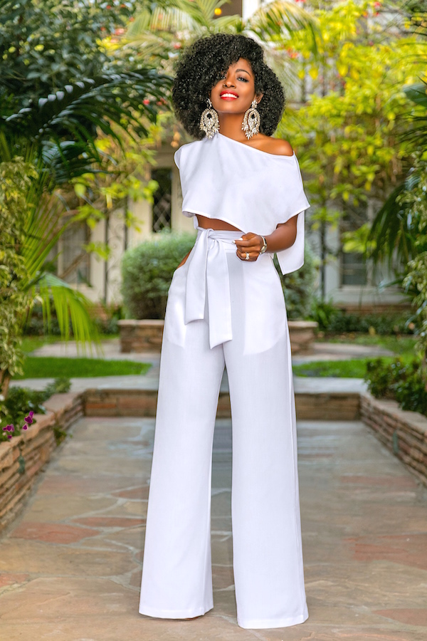 Side Slit Crop Top + High Waist Belted Pants – StylePantry