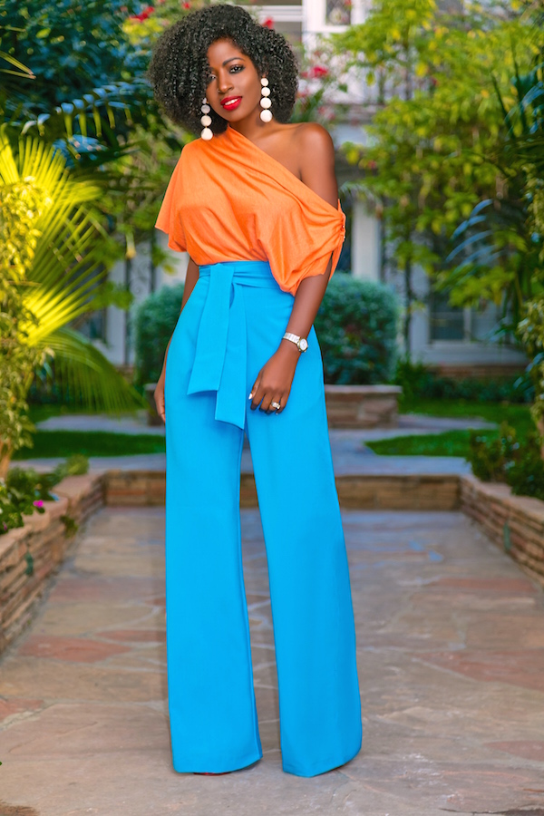 Off Shoulder Top + Belted High Waist Pants – StylePantry