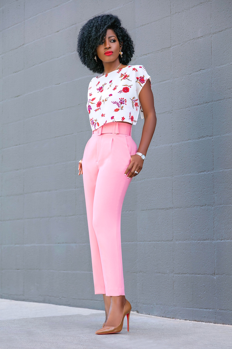 Floral Crop Top + Belted Pegged Trousers – StylePantry