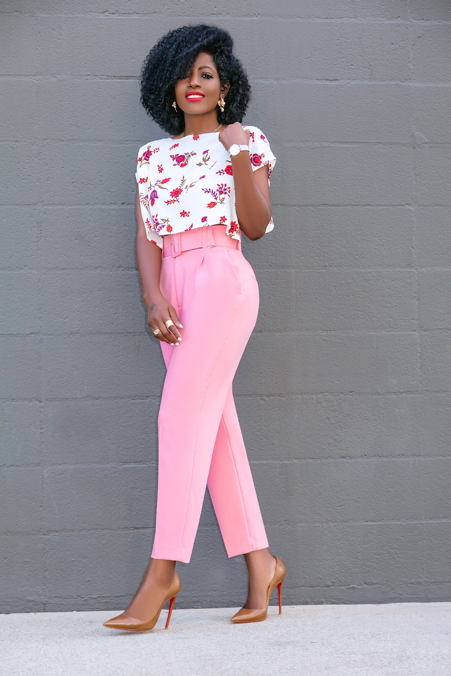 Floral Crop Top + Belted Pegged Trousers – StylePantry