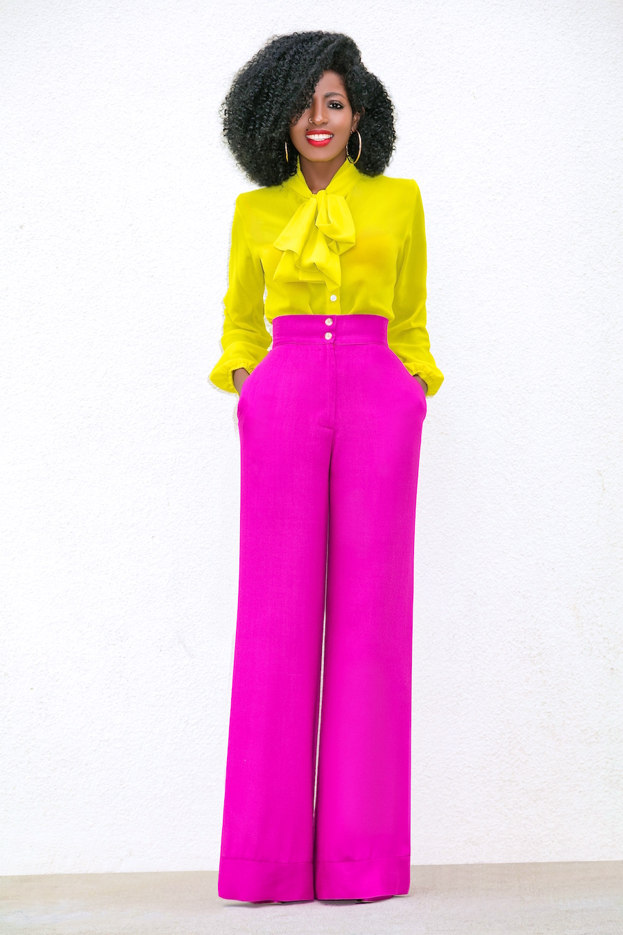 Style Pantry | Front Tie Blouse + High Waist Wide Leg Pants