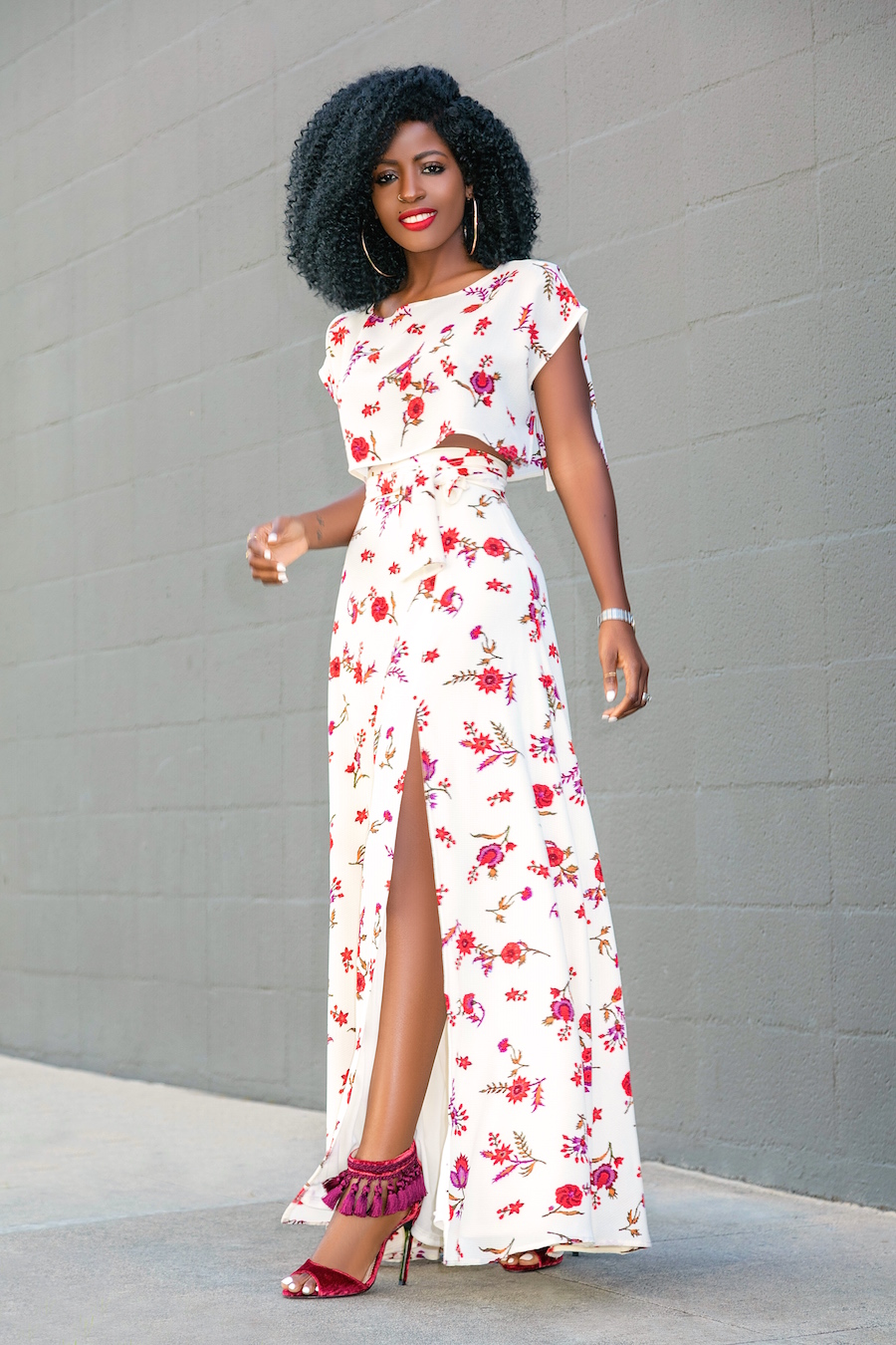 Style Pantry | Floral Crop Top + Floral High Waist Skirt
