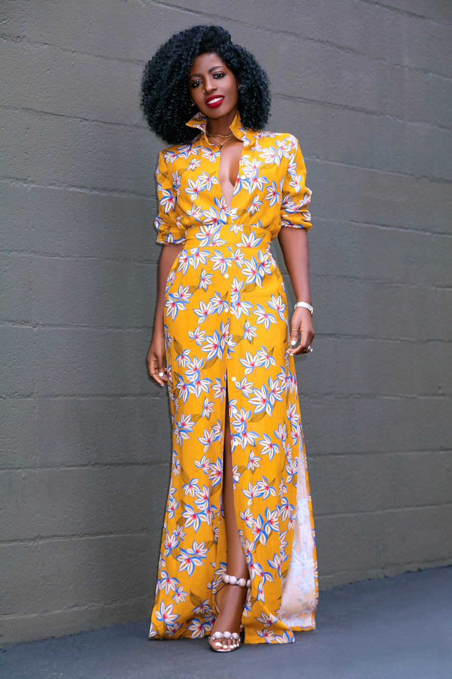 Printed Linen Maxi Shirt Dress – StylePantry