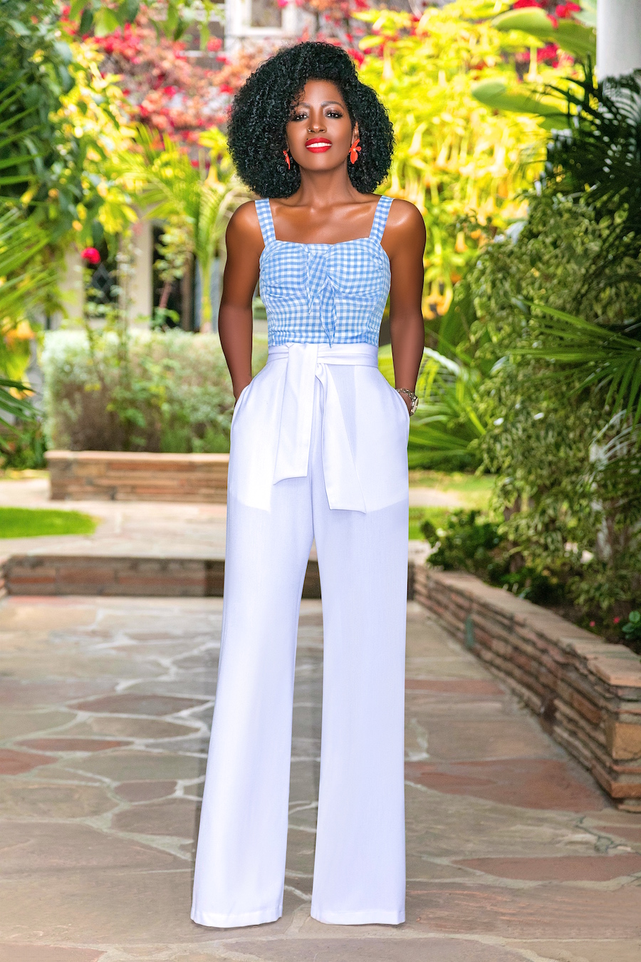 Style Pantry | Gingham Tank + High Waist Belted Pants