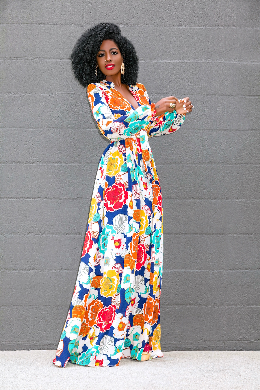 Floral V-Neck Maxi Dress – StylePantry