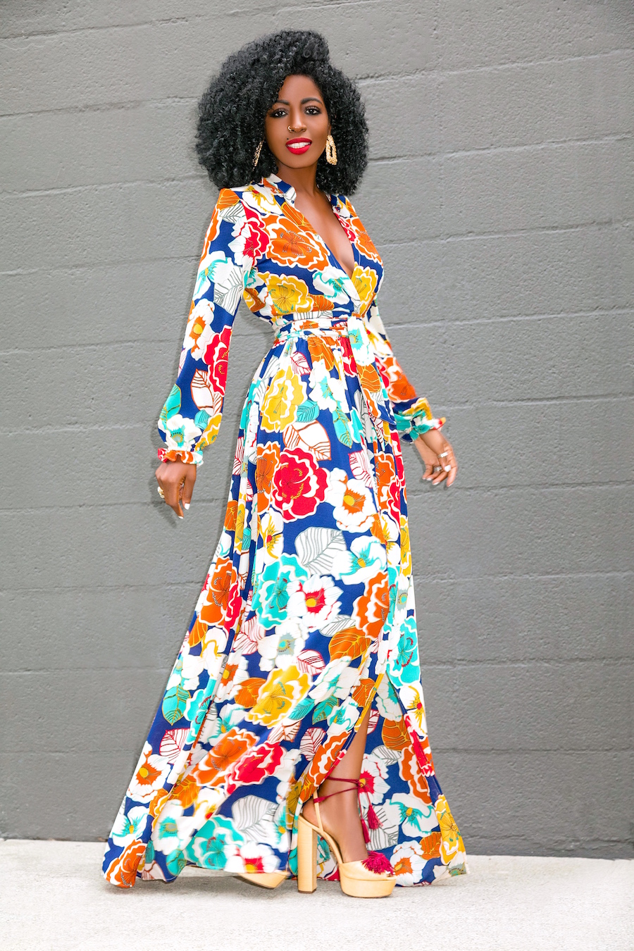 Floral V-Neck Maxi Dress – StylePantry