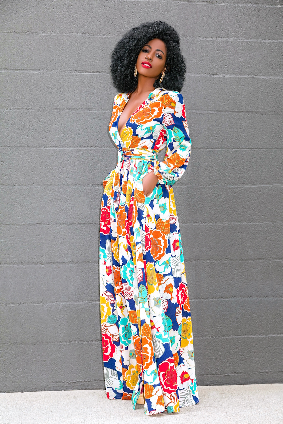 Floral V-Neck Maxi Dress – StylePantry