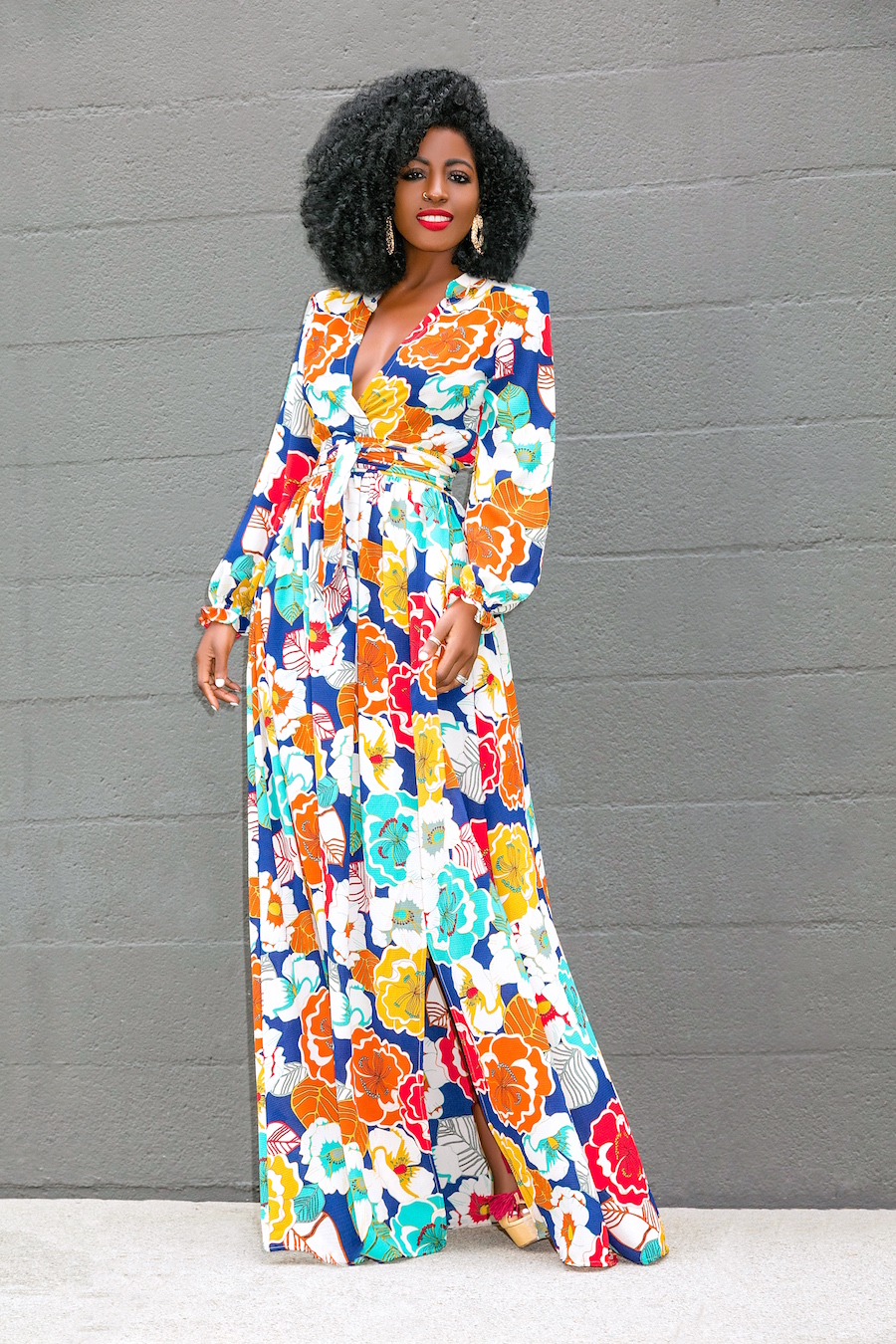 Floral V-Neck Maxi Dress – StylePantry