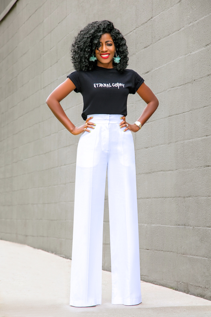 Eternal Glory Tee + White High Waist Pants – StylePantry