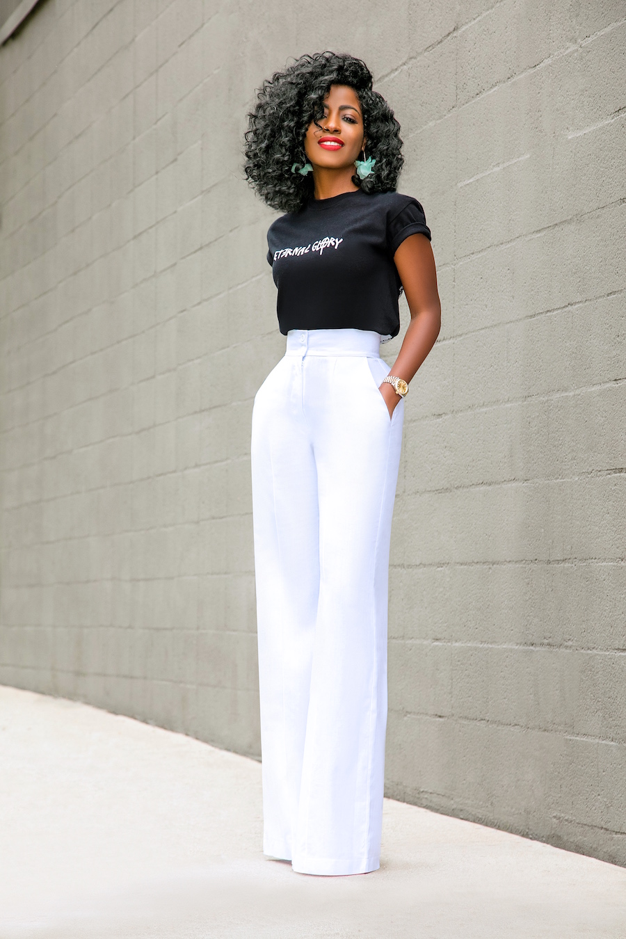 Eternal Glory Tee + White High Waist Pants – StylePantry