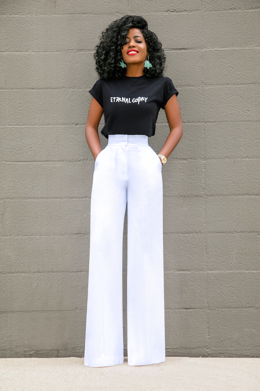 Eternal Glory Tee + White High Waist Pants – StylePantry