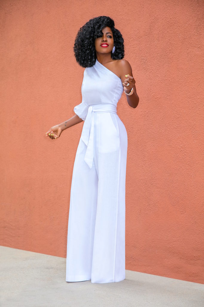 Style Pantry | One Shoulder White Jumpsuit