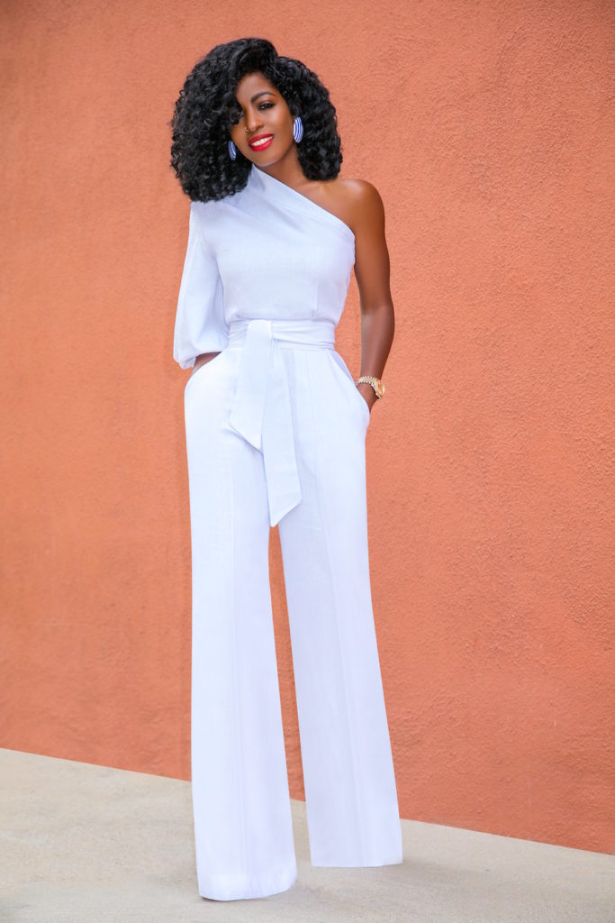 Style Pantry | One Shoulder White Jumpsuit