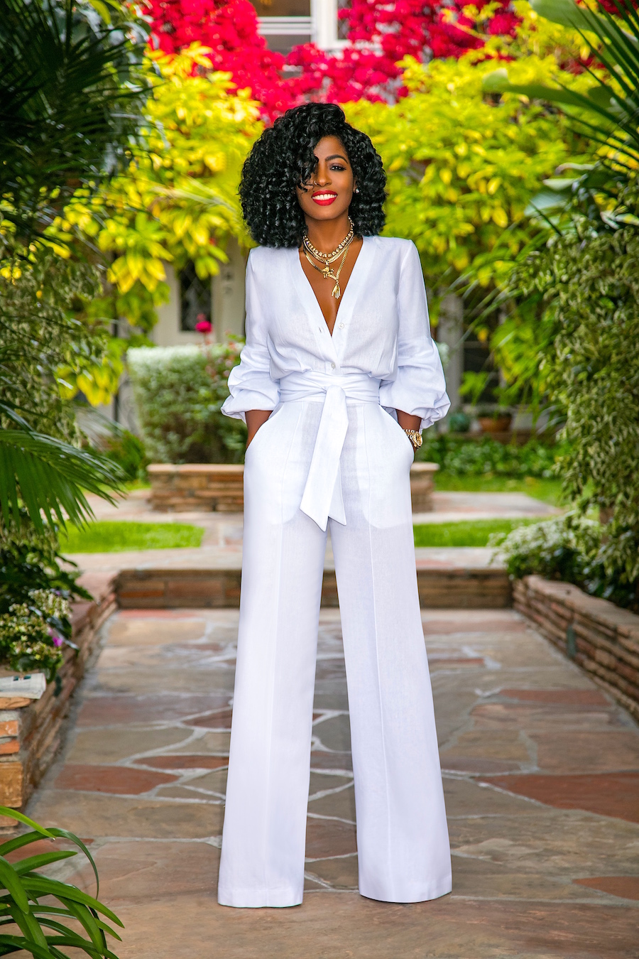 FKSP White Button-Down Jumpsuit – StylePantry