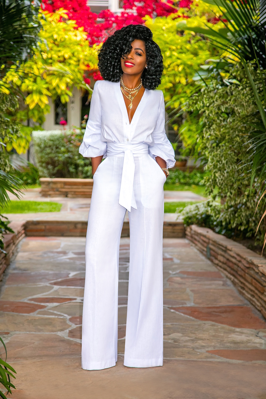 FKSP White Button-Down Jumpsuit – StylePantry