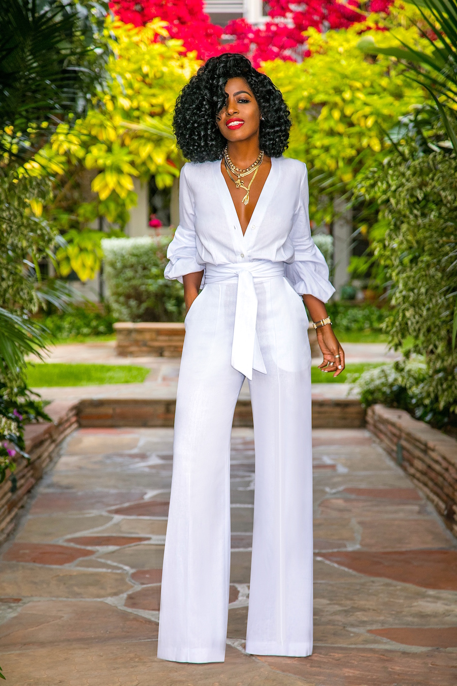 FKSP White Button-Down Jumpsuit – StylePantry