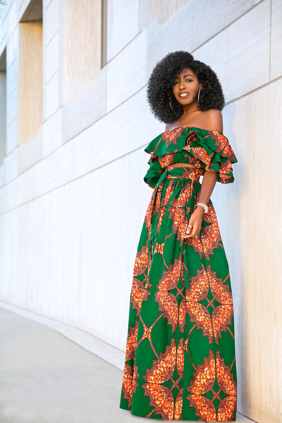 Ankara Print Crop Top + Front Slit Belted Skirt – StylePantry