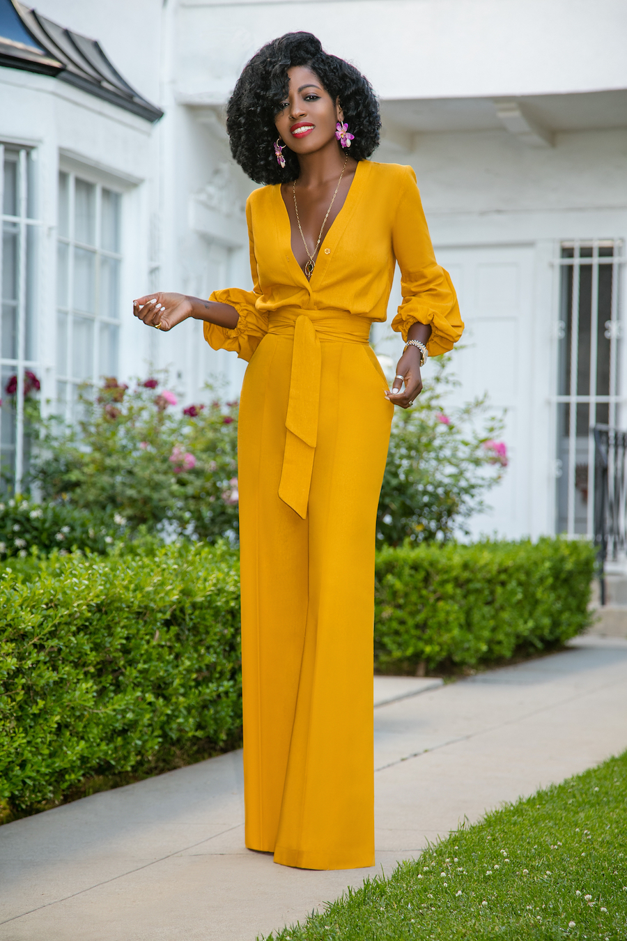 Billowy Sleeve Button-Down Jumpsuit – StylePantry