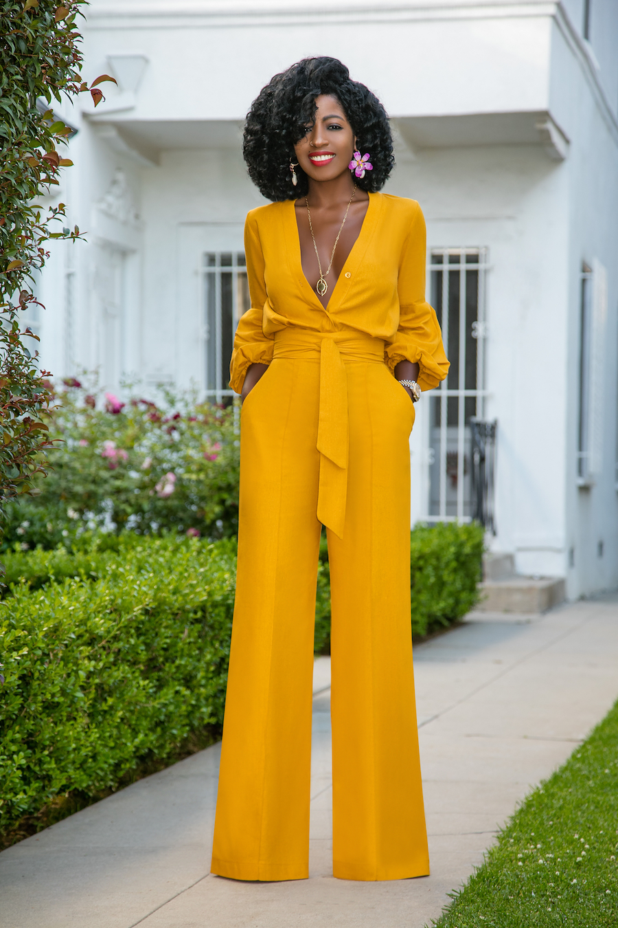 Style Pantry | Billowy Sleeve Button-Down Jumpsuit