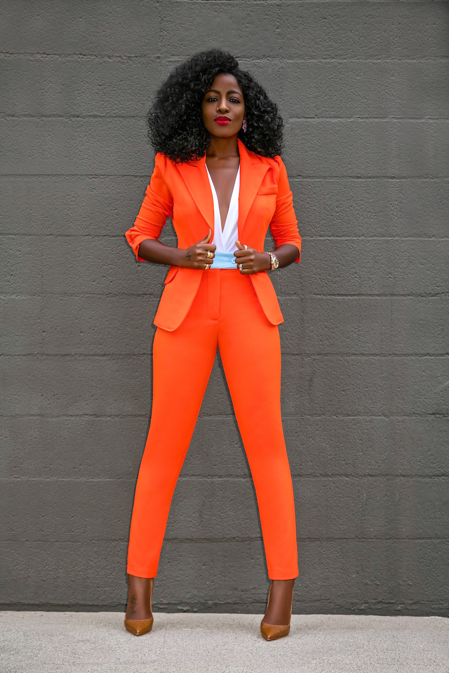 Power Suit: Fitted Blazer + Contrast Waist Pants – StylePantry