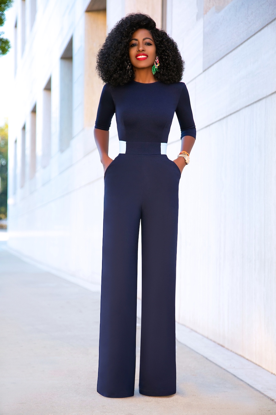 Style Pantry | Fitted Blazer + Contrast Waist Jumpsuit