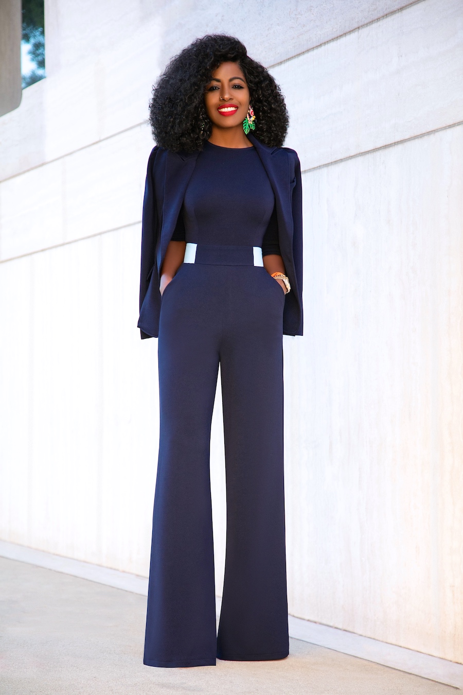 Fitted Blazer + Contrast Waist Jumpsuit – StylePantry