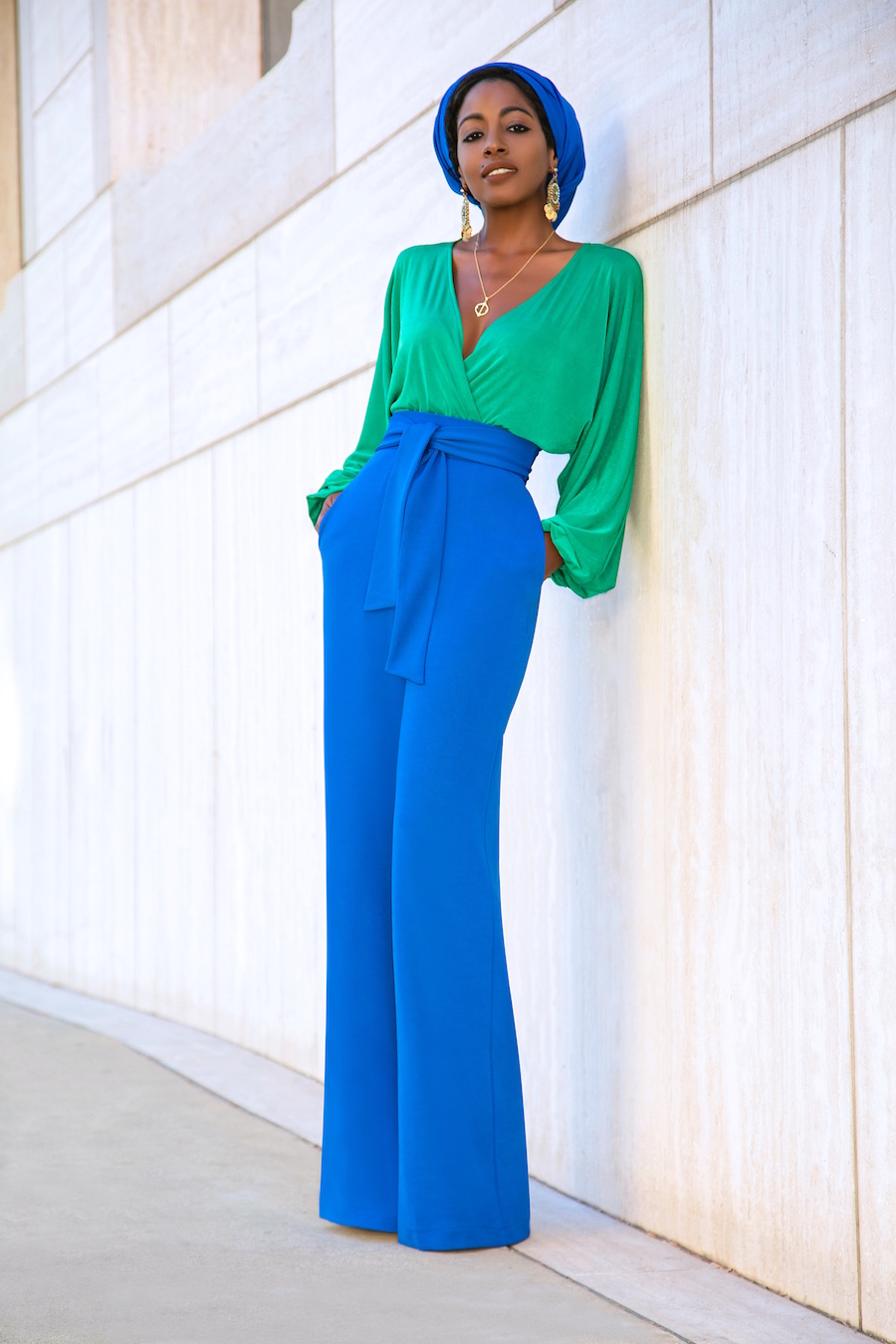 Billowy Sleeve Bodysuit + Belted High Waist Pants – StylePantry