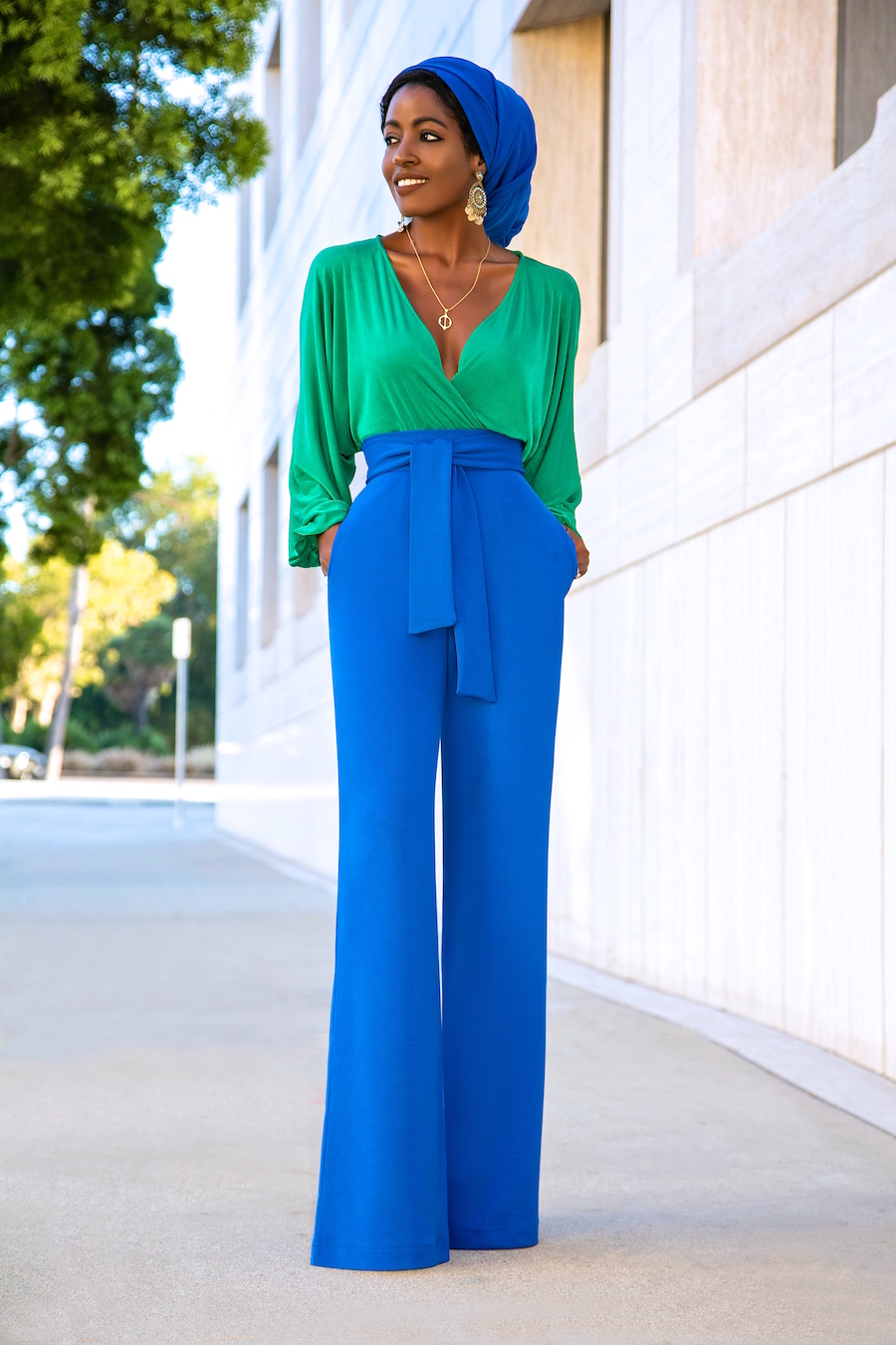 Style Pantry | Billowy Sleeve Bodysuit + Belted High Waist Pants