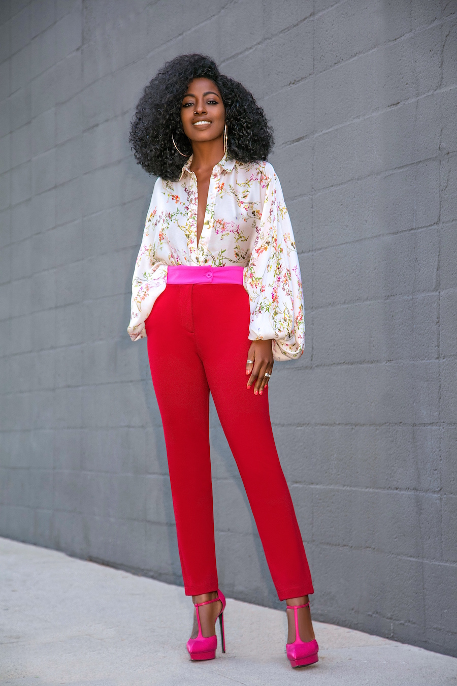 Bishop Sleeve Blouse + Contrast Waist Pants – StylePantry