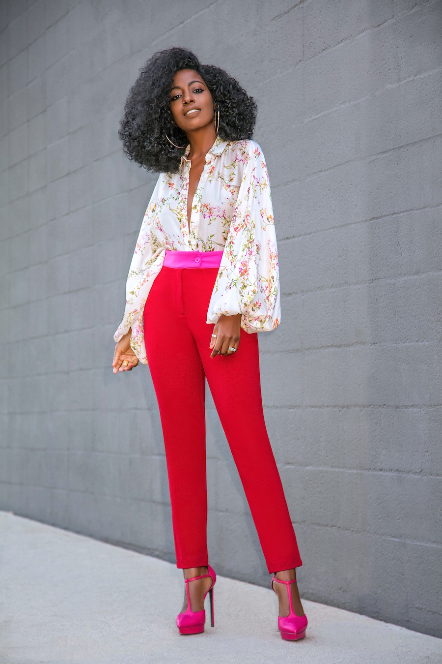 Bishop Sleeve Blouse + Contrast Waist Pants – StylePantry