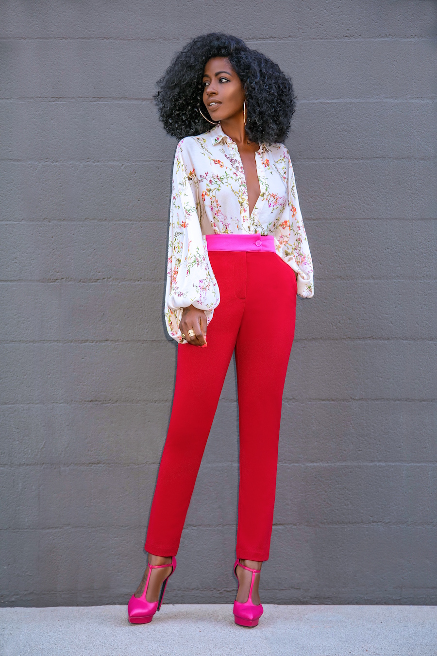 Style Pantry | Bishop Sleeve Blouse + Contrast Waist Pants