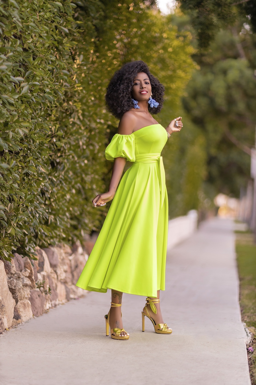 Style Pantry | Neon Yellow Off Shoulder Dress