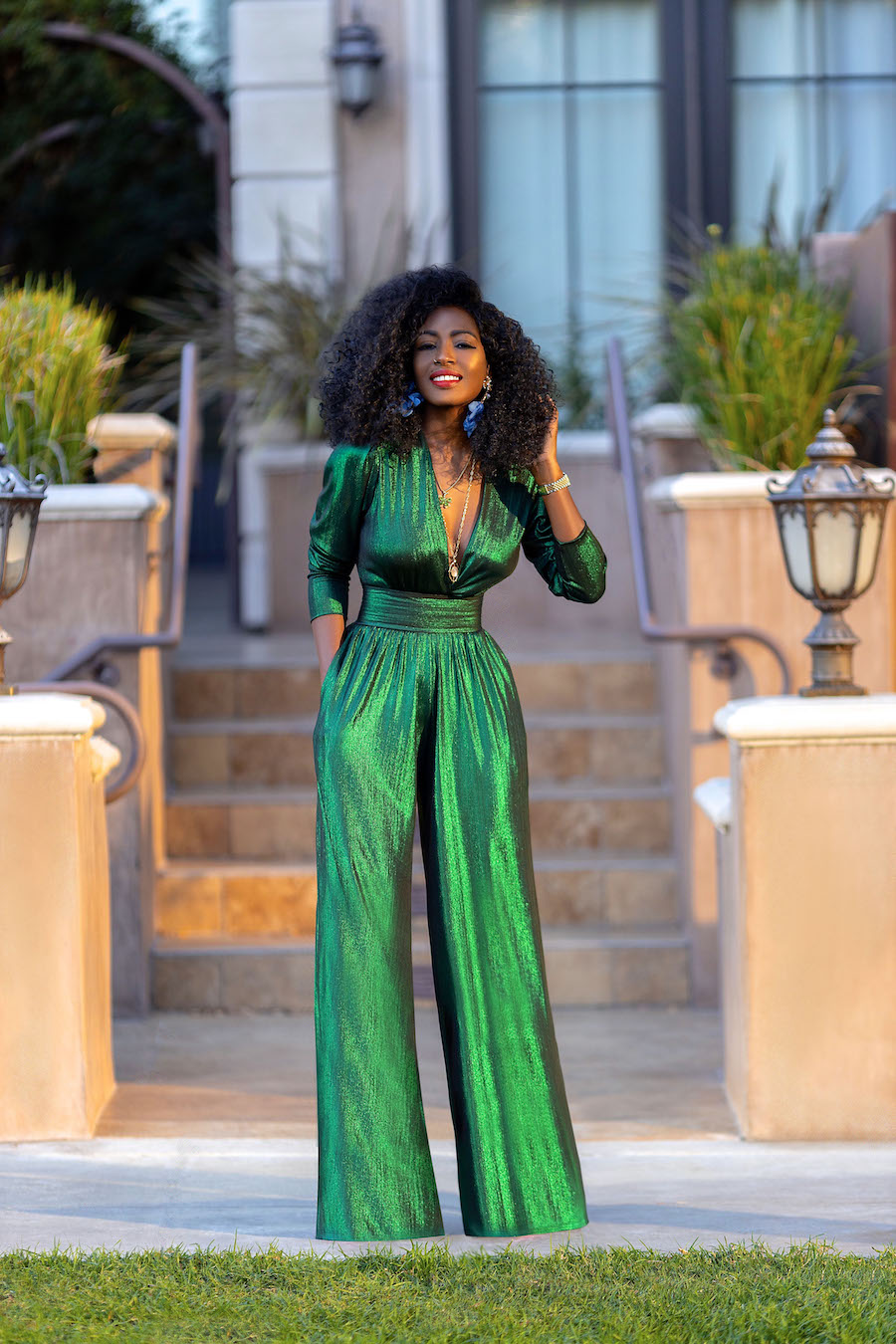 Emerald V-Neck Jumpsuit – StylePantry
