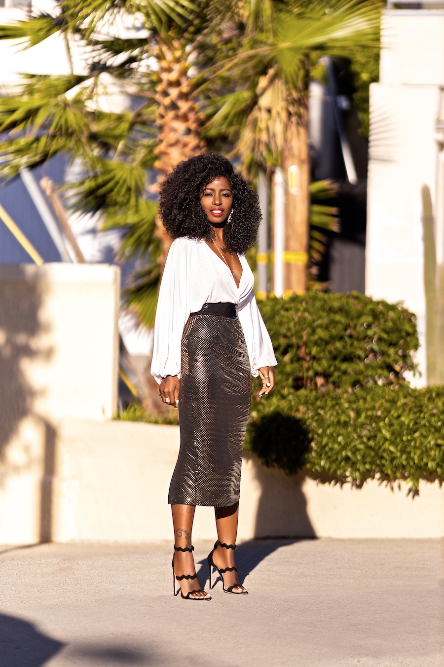 Wrap Bodysuit + Sequin Contrast Wais Skirt – StylePantry