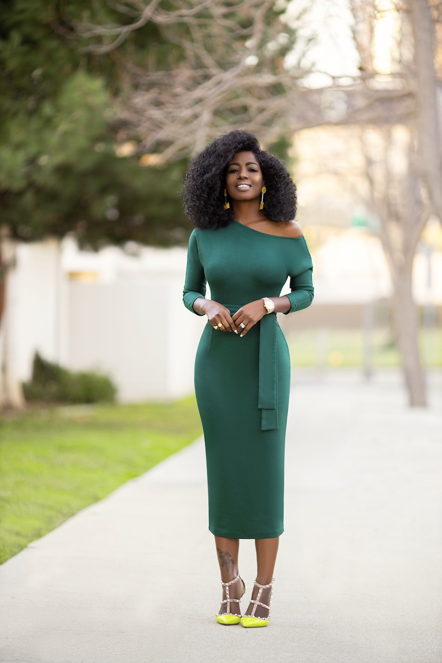 Belted Off Shoulder Pencil Dress – StylePantry