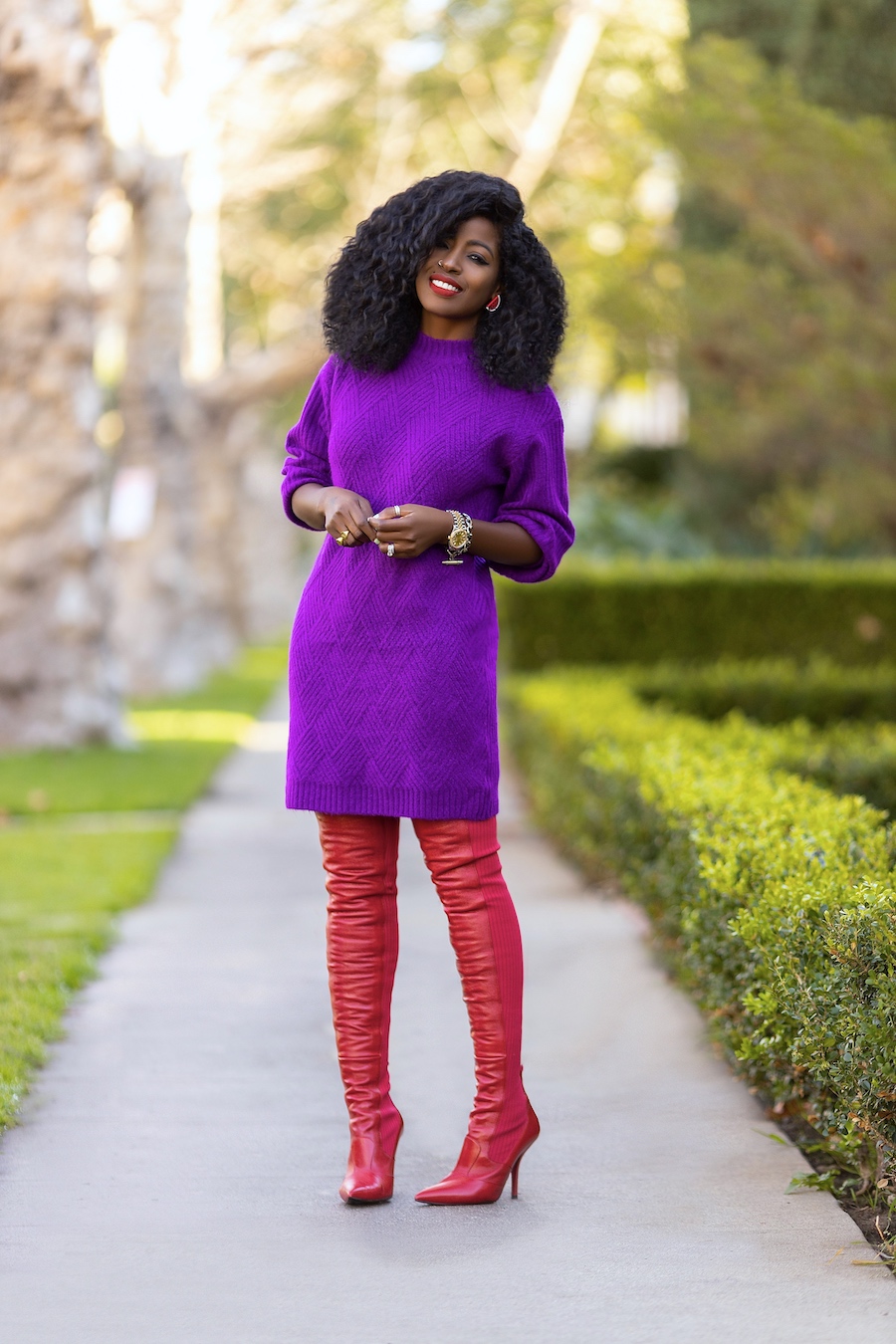 Style Pantry | Knit Sweater Dress + OTK Boots