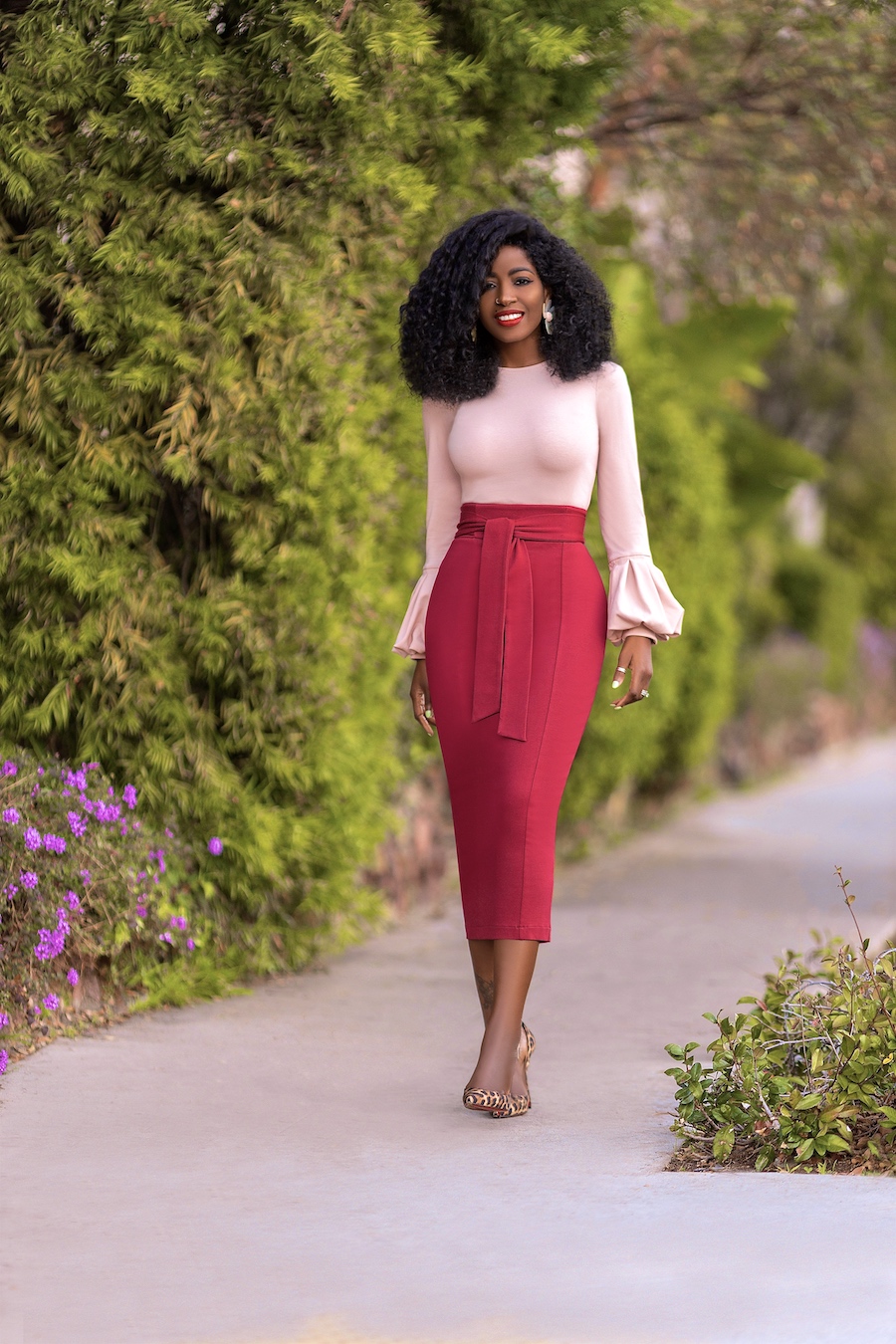 Bell Sleeve Top + Belted Pencil Skirt – StylePantry