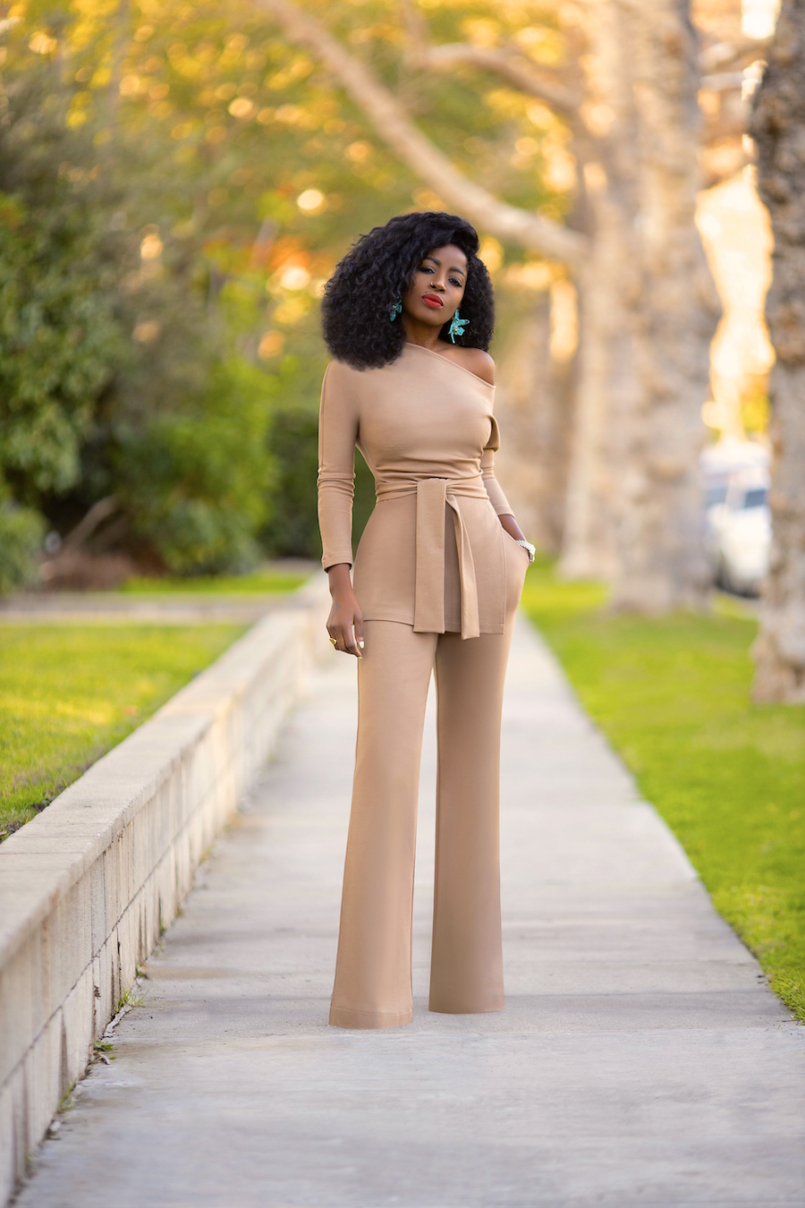 Belted Side Slit Tunic + High Waist Pants – StylePantry