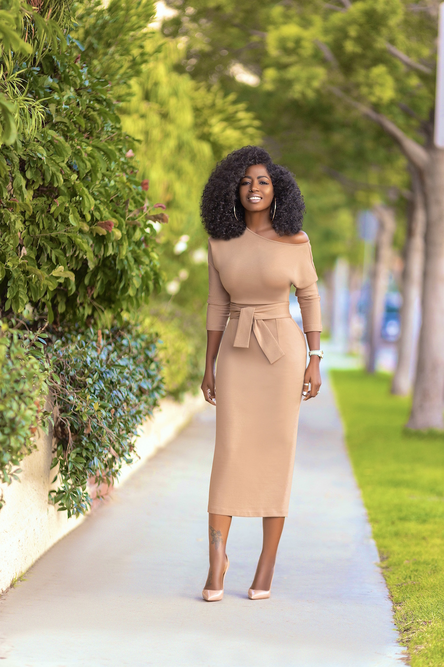 Taupe Off Shoulder Dress – StylePantry
