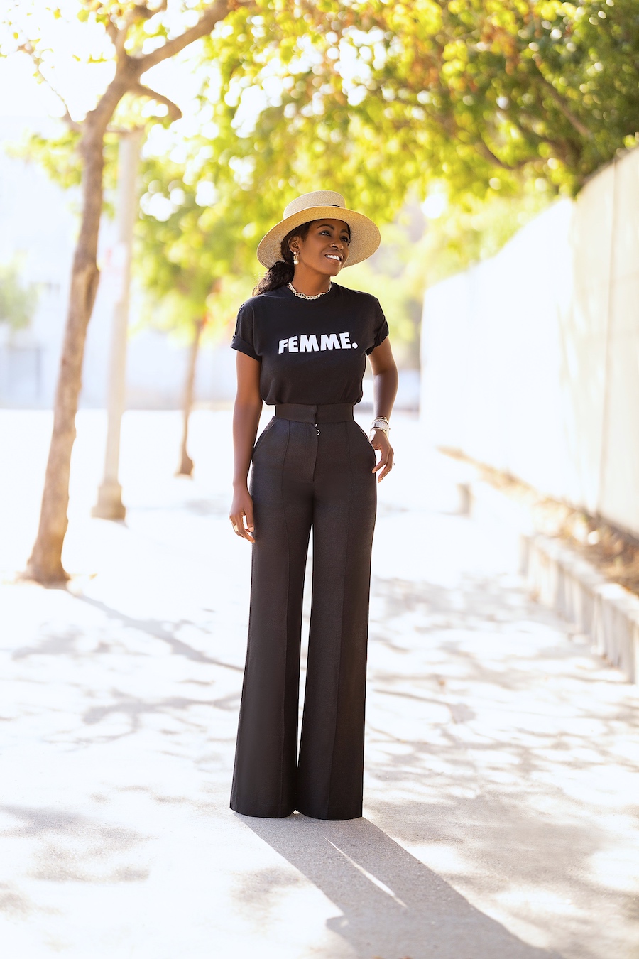 Femme T-Shirt + High Waist Wide Leg Pants – StylePantry