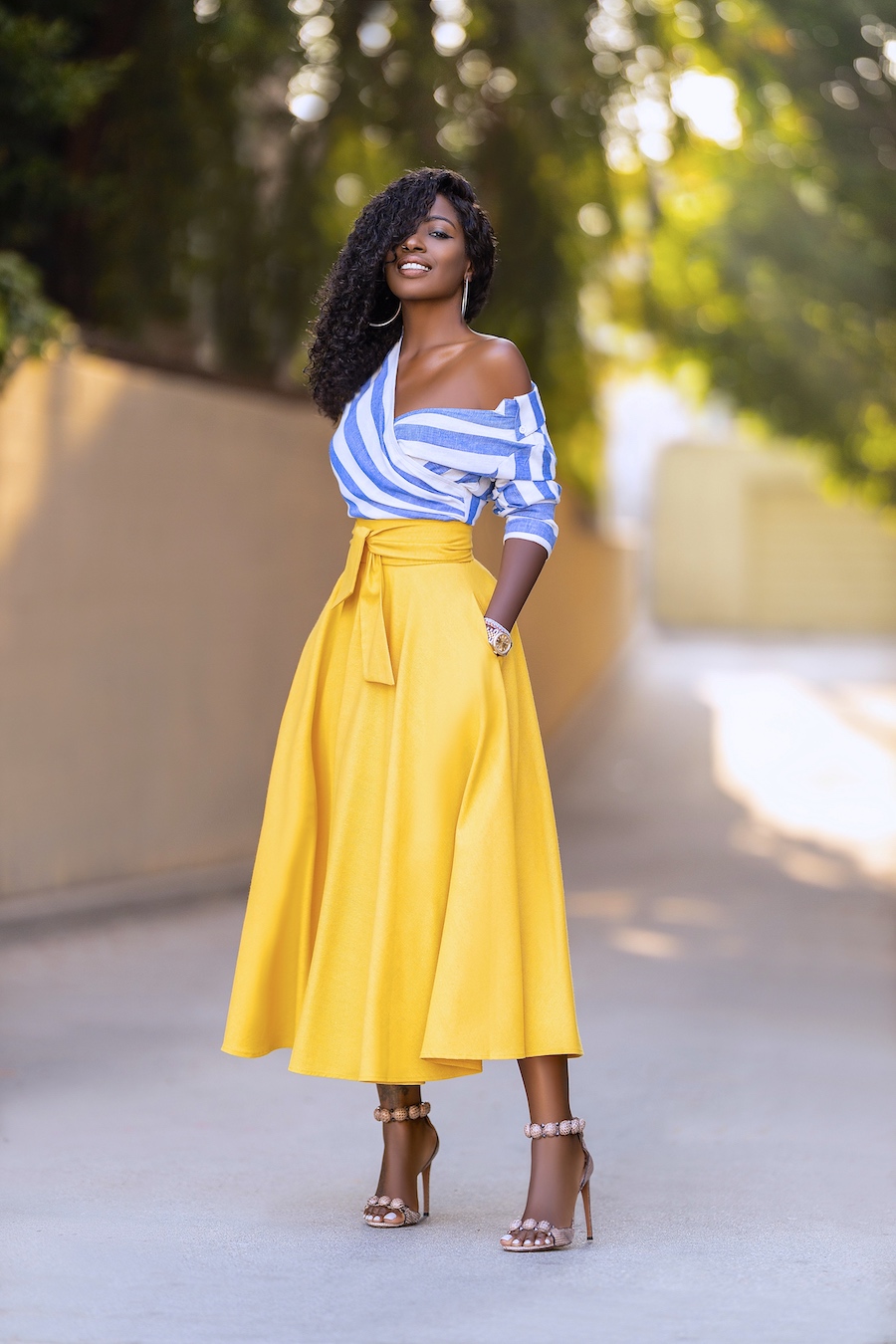 Stripe/Yellow Color Block Swing Dress – StylePantry